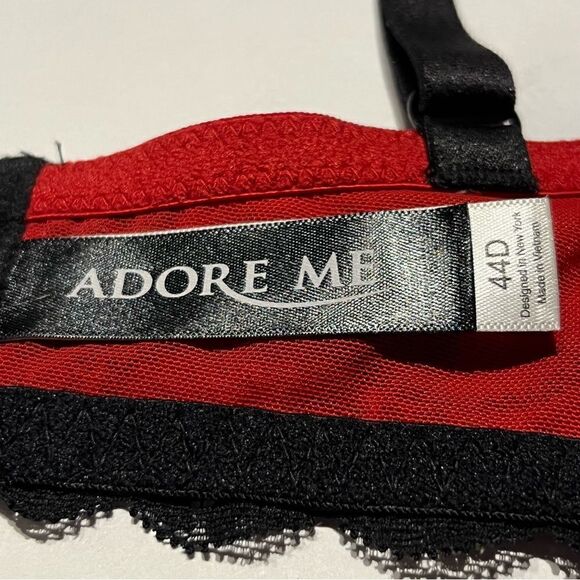 Adore Me Bra Red and Black Plaid with Lace Trim Size 44D - Picture 4 of 7
